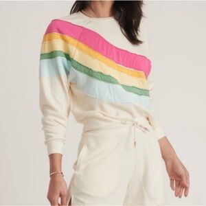 Marine Layer wave rainbow colorful stripe cropped terry Sweatshirt women’s M